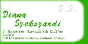 diana szekszardi business card